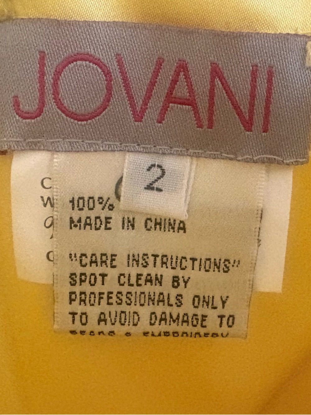 Jovani Yellow Silk Chiffon Strapless Prom Gown Formal Dress Size 2 - Picture 6 of 7
